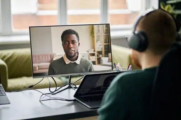 Man attending online mediation Sherborne MIAMS session
